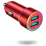 Car Charger,JOYROOM 4.8A Dual USB Car Charger [Fast Charging&amp;Lightweight Design] Car Adapter with LED RGB Light for iPhone13/12/XR/XS/Samsung/Android $12.99 - $3.89