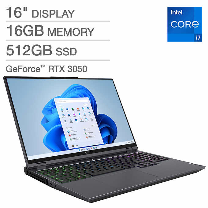 Lenovo LEGION 5i Pro 16" Gaming Laptop - 11th Gen Intel Core i7-11800H GTX 3050 $999.99