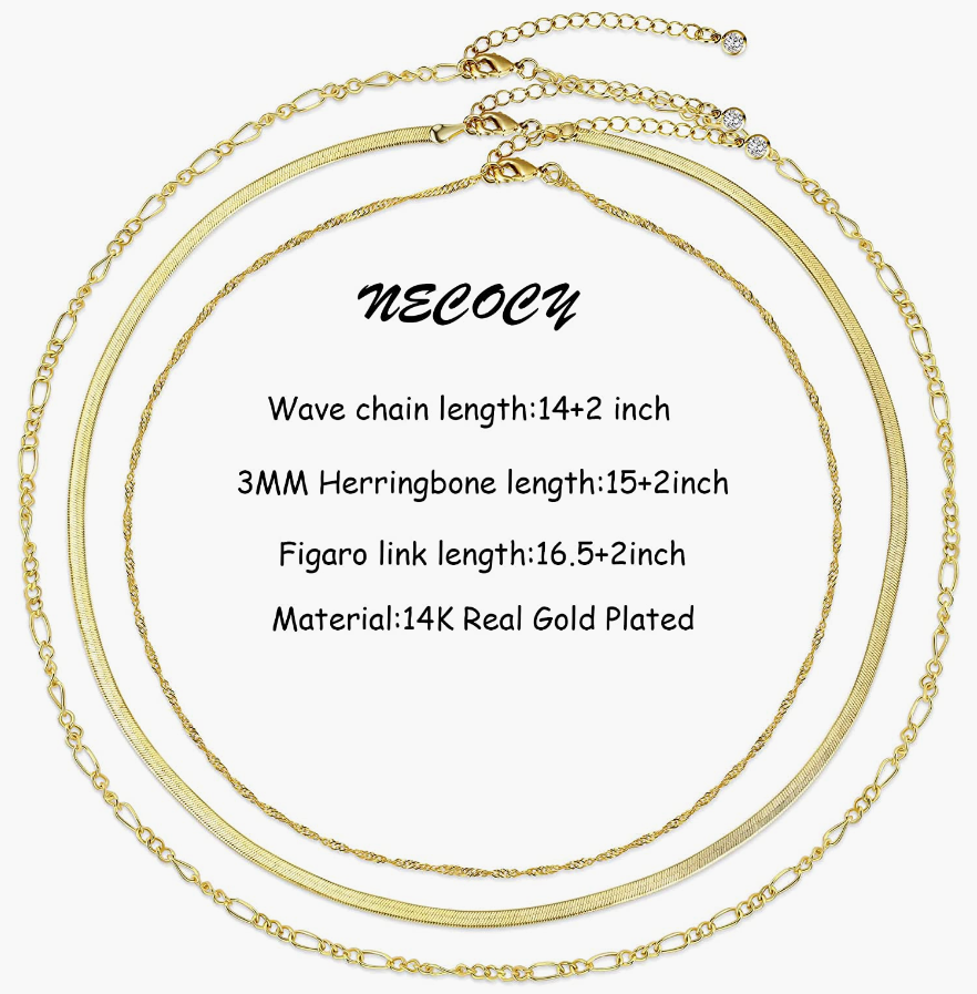 NECOCY Dainty Layered 14k Gold Simple Gold Choker Necklace Set $12.88