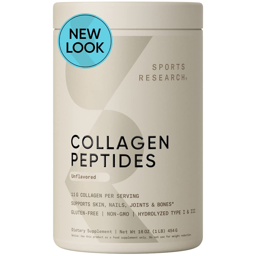 Sports Research Collagen Peptides, $21.29 after 30% subscribe and save - Hydrolyzed Type 1 & 3 Collagen Powder Protein Supplement for Healthy Skin, Nails, Bones & Joints