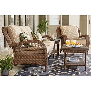 Hampton Bay Beacon Park Wicker Outdoor Patio Coffee Table w Slat