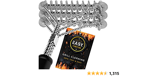 Grill Brush Bristle Free - 100% Safe BBQ Brush & Grill Cleaner - Best Barbecue Brush and Scraper for Cleaning Porcelain, Stainless Steel and Weber Grill Grates