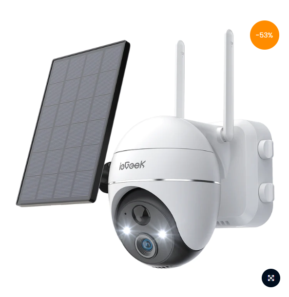 ieGeek 2K Outdoor Solar PTZ Security Camera with Spotlight & Siren for $75.99
