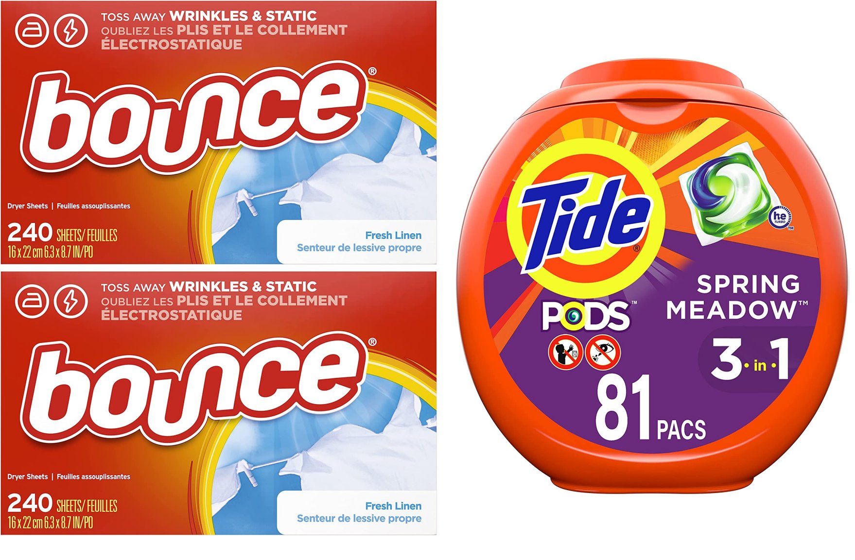 480-Count Bounce Dryer Sheets + 81-Count Tide Pods (Original) $21.20 + Free Shipping