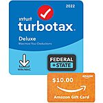 TurboTax 2022 + $10 Amazon Gift Card: Deluxe (Federal) $37, Deluxe (Fed + State) $45 &amp; More + Free S&amp;H