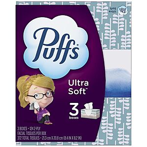 6-Pack 124-Count Puffs Ultra Soft or Puffs Plus Lotion Facial Tissues $  4.50 & More + Free Store Pickup on $  10+