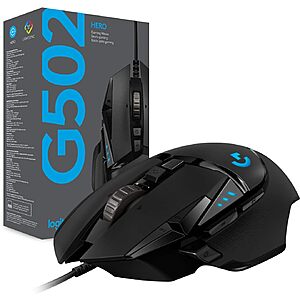 Logitech G502 HERO Wired Gaming Mouse w/ RGB Lighting (Black)  + Free S/H w/ Prime