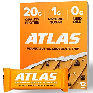 Atlas Protein Bars 12 Pack for $15.40 Choco PB & Choco $15.41