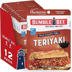 12-Pack 2.5-Oz Bumble Bee Wild Caught Tuna Pouches (Various Flavors) $9 w/ Subscribe & Save