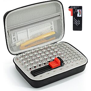 Stukcaze Battery Organizer Storage Case with Tester (Black) .50