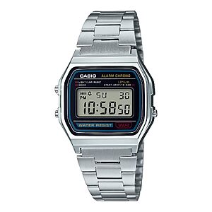 33.2mm Casio A158WA Digital Quartz Watch w/ Stainless Steel Band (Silver) $14.38