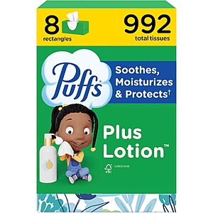Select Accounts: 8-Pk 124-Ct Puffs Plus Lotion Facial Tissues $9.60 w/ S&S