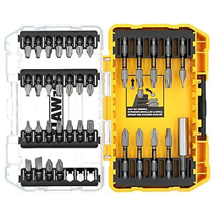 35-Pc DeWALT ToughGrip Screwdriving Bit Set w/ Hard Case $10 