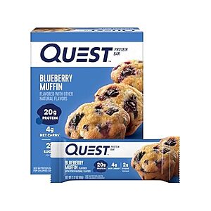 4-Pk 8.48-Oz Quest Nutrition Blueberry Muffin Protein Bars $4.80 + Free S&H w/ Prime
