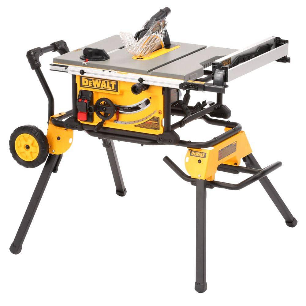 DEWALT 15 Amp Corded 10 in. Job Site Table Saw with Rolling Stand DWE7491RS - $549
