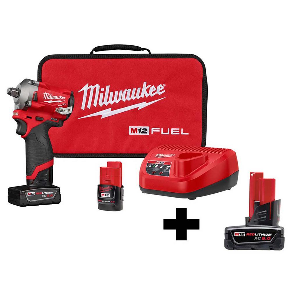 M12 FUEL 12-Volt Lithium-Ion Brushless Cordless Stubby 1/2 in. Impact Wrench Kit with Free 6.0Ah Battery $269
