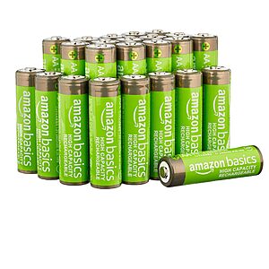 Amazon Basics Rechargeable AA NiMH Batteries, 2400 mAh, 24-Pack $20.27 (0.84/ea) S&S