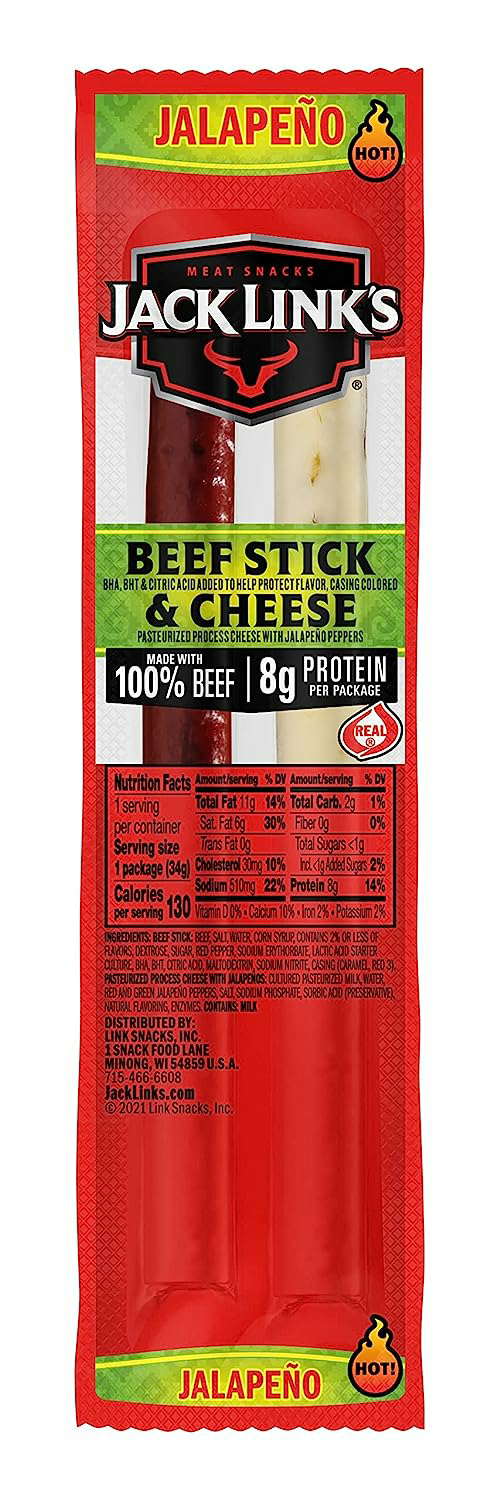 Jack Link’s Jalapeno Beef & Cheese Combo, Spicy Snack Pack – 100% Beef Stick and Cheese Stick - 8g Protein, 1.2 Ounce (Pack of 16) $12.87 at Amazon