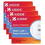 Kidde WiFi Water Leak Detector &amp; Freeze Alarm, Alexa Device, Smart Leak Detector for Homes with App Alerts, 4 Pack - $63.44