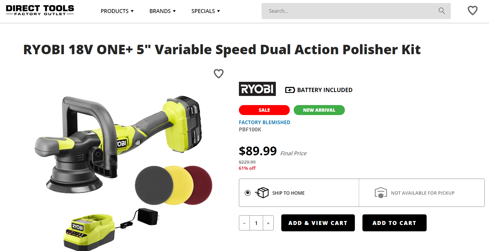 Ryobi 18v best sale dual action polisher