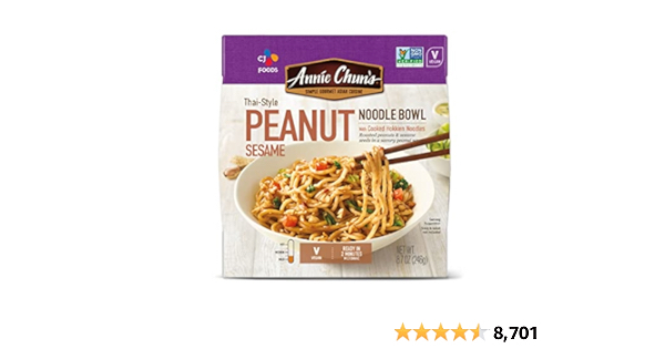 6-pack Annie Chun's - Noodle Bowl, Thai-Style Peanut Sesame Flavor, Instant & Microwavable, Non-GMO, Vegan, Healthy & Delicious, 8.7 Oz (Pack of 6) - $10