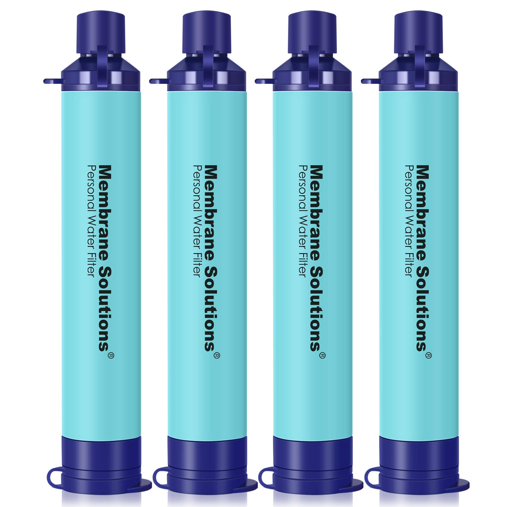 Membrane Solutions Portable Water Filter Straw Filtration Straw Purifier Survival Gear for Hiking, Camping, Travel, and Emergency, Blue, 4 pack - $25.09