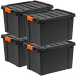 76 Qt. Heavy Duty Plastic Storage Box in Black (4-Pack) - $53.55