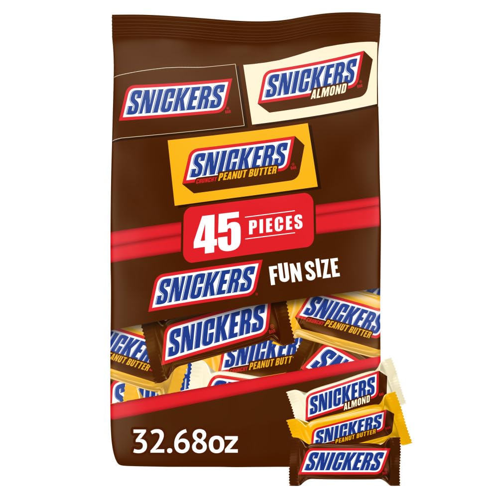 SNICKERS Original, Crunchy Peanut Butter & Almond Fun Size Halloween Chocolate Bar Variety Pack, 45 ct Bag $9.99