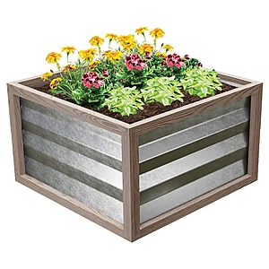 instore clearance only:Garden raised bed 24 in.x 24 in.x 12 in.Tan Composite with Galvanized Steel
