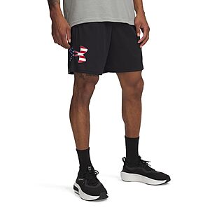 Under Armour Men's Freedom Tech Big Flag Logo Shorts,(001) Black / / Red,X-Large $19.10