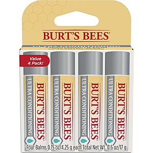 Prime Members: 4-Pack 0.15-Oz. Burt's Bees Ultra Conditioning Lip Balm $9 w/ S&S
