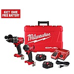 Milwaukee M18 FUEL 18V Lithium-Ion Brushless Cordless Hammer Drill and Impact Driver Combo Kit (2-Tool) with 2 Batteries $266