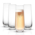JoyJolt Milo Crystal Stemless Champagne Flutes 9.4oz Set of 4 $9.98