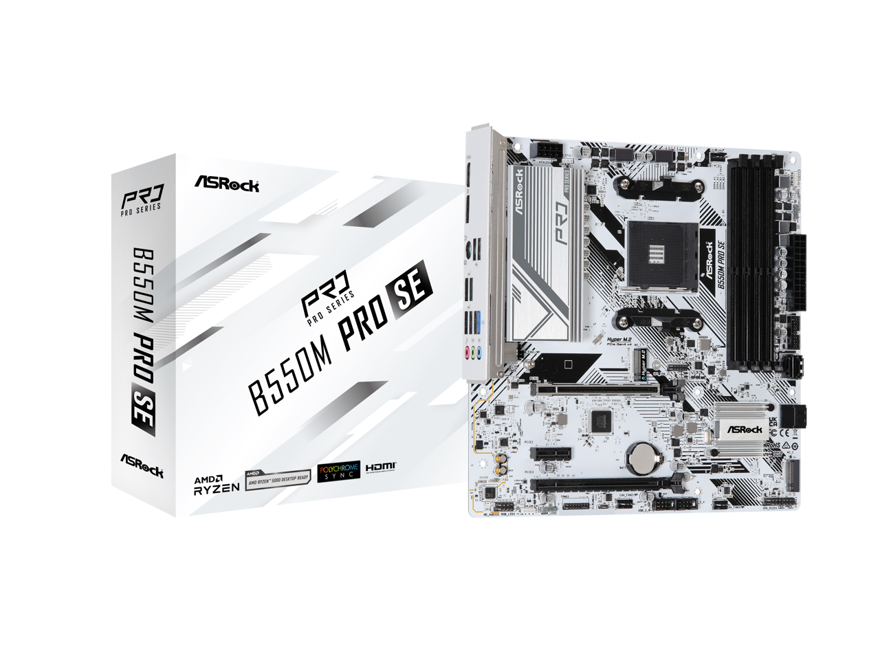 ASRock B550M Pro SE AM4 DDR4 SATA 6Gb/s 1 PCIe 4.0 x16 Micro ATX Motherboard - $74.99