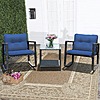 Tangkula 3-Piece Steel Wicker Patio Outdoor Rocker Set w/Cushions &amp;amp; Glass Table $96 + Free Shipping
