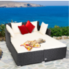 Costway Outdoor Patio Rattan Daybed Cushioned Sofa (Beige) $150 + Free Shipping