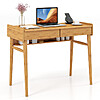 Costway Bamboo Writing Desk with 2 Storage Drawers and Open Shelf $140 + Free Shipping