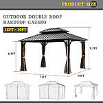 Ainfox 10x12&quot; Double Roof Galvanized Gazebo w/ Mosquito Net $700 + Free Shipping