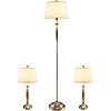 Tangkula 3 Piece Modern Lamp Set: 2 Table Lamps &amp; Floor Lamp (Nickel) $45 + Free Shipping
