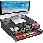 Prime Members: HUANUO Monitor Stand with Drawer, Monitor Riser Mesh Metal $15 + Free Shipping