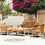Costway 4-Pc Outdoor Acacia Wood Sofa Furniture Set w/ Cushions + Coffee Table $280 + Free Shipping