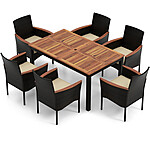 7-Piece Costway Rattan Patio Dining Set w/ Stackable Chairs and Umbrella Hole $389 + Free Shipping