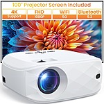 HAPPRUN F5 1080p HD Wifi/Bluetooth Projector w/ 100&quot; Screen $77 + Free Shipping