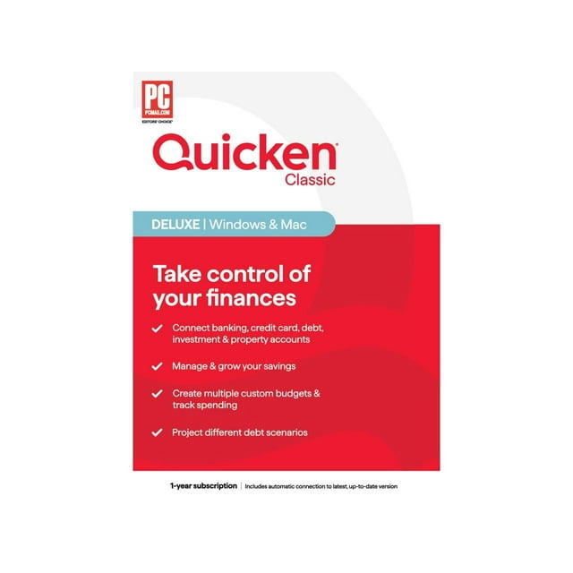 1-Year Subscription Quicken Classic Deluxe (Windows/Mac Key Card) $32 + Free Shipping