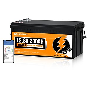 ECO-WORTHY 3584Wh 12V/280Ah Smart LiFePO4 Battery w/ Bluetooth Monitoring $368 + Free Shipping