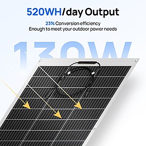 ECO-WORTHY 130W 12V Flexible Mono Solar Panel $49.29 + Free Shipping