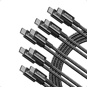 5-Pack 6' Anker 100W USB-C to USB-C Type C Charging Cable (Black) $14 & More