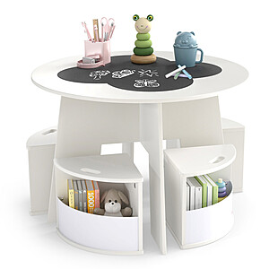 Costway 5-Piece Kids Table & Chair Set w/ Storage Stools $83 + Free Shipping