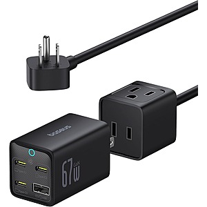 Baseus 67W 5 in 1 Detachable Travel Power Strip (4x USB, 1x AC) w/ 5' Cord  & More + Free Shipping
