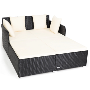Costway Outdoor Patio Rattan Daybed Cushioned Sofa (Beige) 0 + Free Shipping